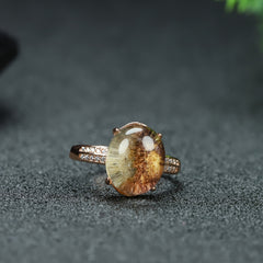 Vintage Crystal Ring for Women with Earthy Marbled Pattern Openwork Design, Grounding & Spiritual Connection Jewelry