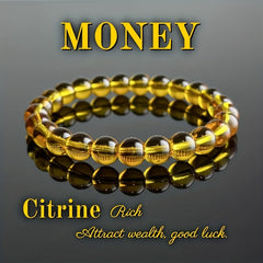 Citrine Stone Bracelet - Golden Yellow Gemstone for Wealth Attraction & Good Luck Charm