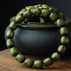 Green Sandalwood Bracelet for Energy Balance & Mind-Body-Spirit Harmony - Natural Unisex Beaded Strand