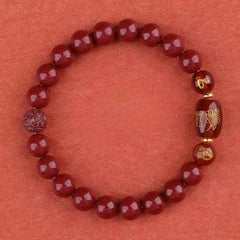 Zodiac Bracelet with Cinnabar Beads & Golden Charms - Traditional Chinese Energy Protection & Wealth Attraction