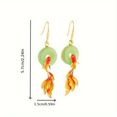 Chinese Retro Circular Koi Earrings for Prosperity Energy