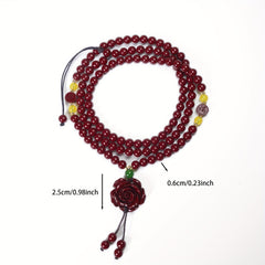 Cinnabar Rose Pendant Necklace - Fashionable Good Luck Charm for Couples