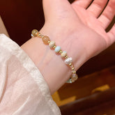 Bohemian Beaded Bracelet – Elegant Charm with White Stones & Golden Accents