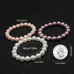 Elegant Freshwater Saltwater Pearl Bracelet Set — Pink, Purple & White Pearls for Harmony, Love & Spiritual Wellness