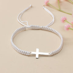 Steel Cross Bracelet - Adjustable Hand Woven Cross for Spiritual Protection & Daily Wear
