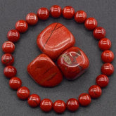 1pc Natural Red Jasper Beaded Bracelet - Handmade Adjustable for Energy & Protection