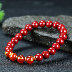 Men's Cinnabar Good Luck Bracelet for Exams and Success Spiritual Protection