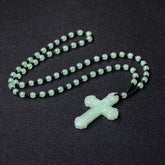 Light Green Retro Cross Pendant Necklace: Minimalist Fashion with Spiritual Protection for Earth Day & Family Celebrations