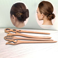 Hand-Carved Wooden Hairpin - Natural Elegance for Daily Wear with Mind-Body-Spirit Balance