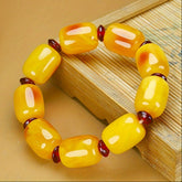 Men's Fluorescent Floating Salt Amber Bracelet Chicken Oil Yellow Honey Wax for Energy Balance & Style