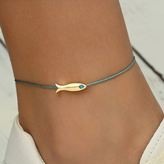 Delicate Fish-Shaped Charm Anklet - Beach-Inspired Energy for Everyday Wear