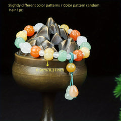 Natural Stone Pumpkin Beaded Bracelet - Handcrafted Multicolor Jewelry for Abundance, Joy, and Festive Style