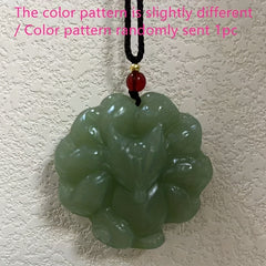 Natural Stone Nine-Tailed Fox Pendant Necklace - Wealth Attraction & Mystical Charm