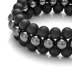 1pc Three Row Natural Stone Beaded Bracelet - Frosted Stone Bracelet For Women And Men with Energy Balancing