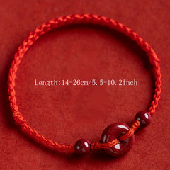 Handmade Lucky Protection Braided Bracelet - Red Bead Charm for Good Luck & Protection