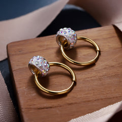 Shiny Rhinestone Round Ball Earrings for Daily Wear - Minimalist Design with Positive Energy