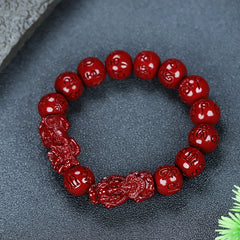 Imperial Cinnabar Six-Word Mantra Bracelet — Protection, Wealth & Auspicious Energy Amulet