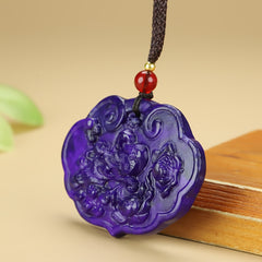 Vintage Violet Jade Dragon Pendant for Prosperity, Protection, and Spiritual Wisdom