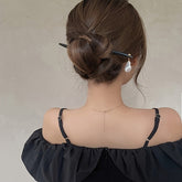 Elegant Black Wooden Hairpin - Classic Hair Clip for Secure Hold & Versatile Styling with Mind-Body-Spirit Balance