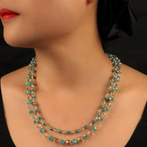 Bohemian Double Layer Necklace Pink Blue-Green Energy Harmony