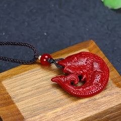 Red Lucky Fish Pendant Necklace Auspicious Wealth Symbol Prosperity Good Fortune Jewelry