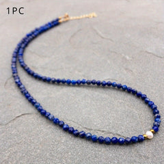 Elegant Women's Lapis Lazuli Necklace - Natural Blue Beaded Chain for Spiritual Harmony & Everyday Elegance