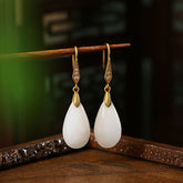 Vintage White Teardrop Earrings for Daily Elegance & Spiritual Harmony