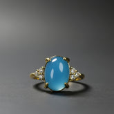 Vintage Blue Agate Adjustable Ring for Calmness and Communication