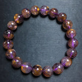 Natural Crystal Titanium Halo Bracelet Golden Purple Beads Minimalist Luxury Energy Jewelry Daily Wear