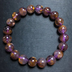 Natural Crystal Titanium Halo Bracelet Golden Purple Beads Minimalist Luxury Energy Jewelry Daily Wear