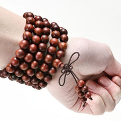 Incorporates spiritual benefits (harmony, stress relief, positive energy) with an eye-catching gradient inspired by sandalwood tones.