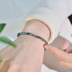 Moss Agate Beaded Stretch Bracelet - Elegant Green Stone for Daily Energy Balance & Gift-Giving
