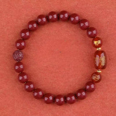 Zodiac Bracelet with Cinnabar Beads & Golden Charms - Traditional Chinese Energy Protection & Wealth Attraction