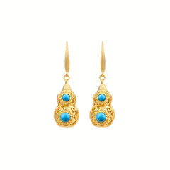 Vintage Golden-Plated Gourd Earrings for Prosperity & Style Energy