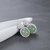 Green Jade & Silver Open-Circle Ear Hooks — A Dialogue Between Polished Heart and Raw Potential