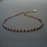 Peridot & Garnet Birthstone Necklace - Harmony & Prosperity for Daily Wear