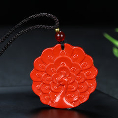 Cinnabar Peacock Pendant Necklace for Prosperity, Luck & Spiritual Awakening