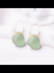 Hypoallergenic Imitation Jade Hoop Earrings - Bohemian Style for Natural Energy & Everyday Wear