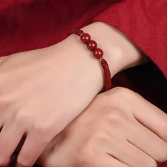 Luxury Handmade Bead Bracelet - Red & Golden Elegance for Energy & Prosperity