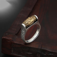 Rotatable Six Character Mantra Blessing Ring - Non-Fading Wealth Attraction Accessory