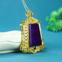 Chinese Style Peaceful No Trouble Pendant Natural Stone Vintage Talisman for Harmony and Protection