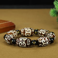 Tibetan Agate Prayer Beads Bracelet - Vintage Style Spiritual Energy for Men