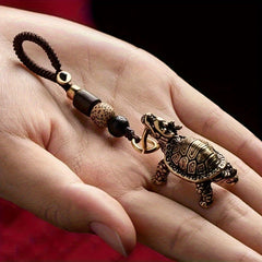 Vintage Bronze Turtle Keychain — Longevity, Protection & Stability Energy Charm