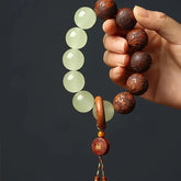 Handcrafted Luminous Sandalwood & Pear Wood Beaded Bracelet — Grounding, Protection & Good-Fortune Energy Talisman (20 mm Beads)