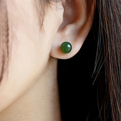Natural Stone Stud Earrings - 6mm Green Gemstones S925 Silver for Energy Balance & Minimalist Elegance