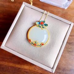 Burnt Blue Lotus Jade Pendant for Spiritual Enlightenment, Inner Peace, and Calm Energy