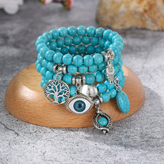 A Stylish And Elegant Women's Bracelet Set With Natural Turquoise And Infinite Symbols - Perfect Gift For Best Friends