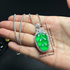 Elegant Green Jade Leaf Pendant for Prosperity, Emotional Balance, and Timeless Style
