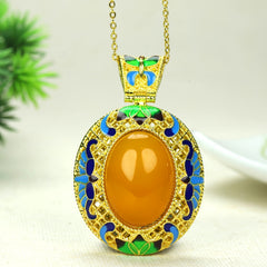 Bohemian Yellow Agate & Lapis Lazuli Pendant Necklace for Confidence and Inner Peace