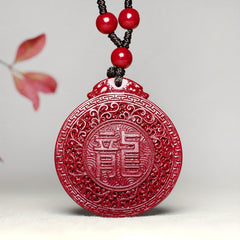Red Cinnabar Dragon Pendant Necklace – Handcrafted Luck & Protection Charm